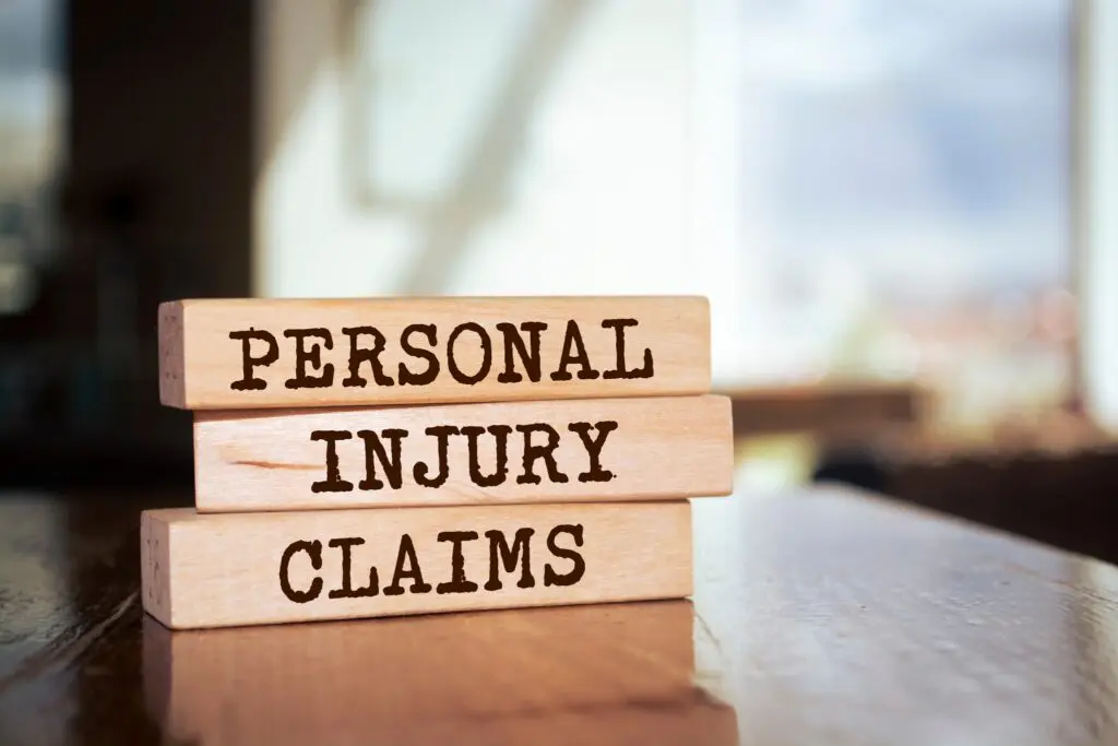 Wooden blocks with words ‘Personal injury claims’.
