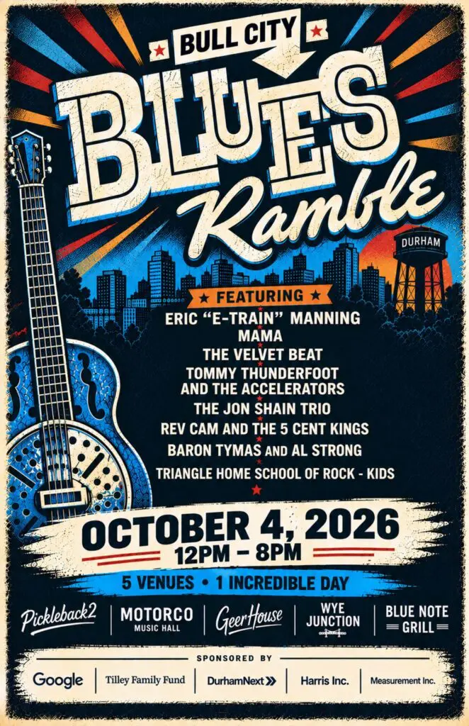 red and blue graphic poster