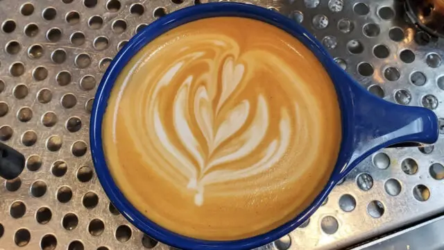 latte in blue mug