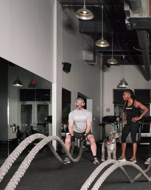 Man working out with rope