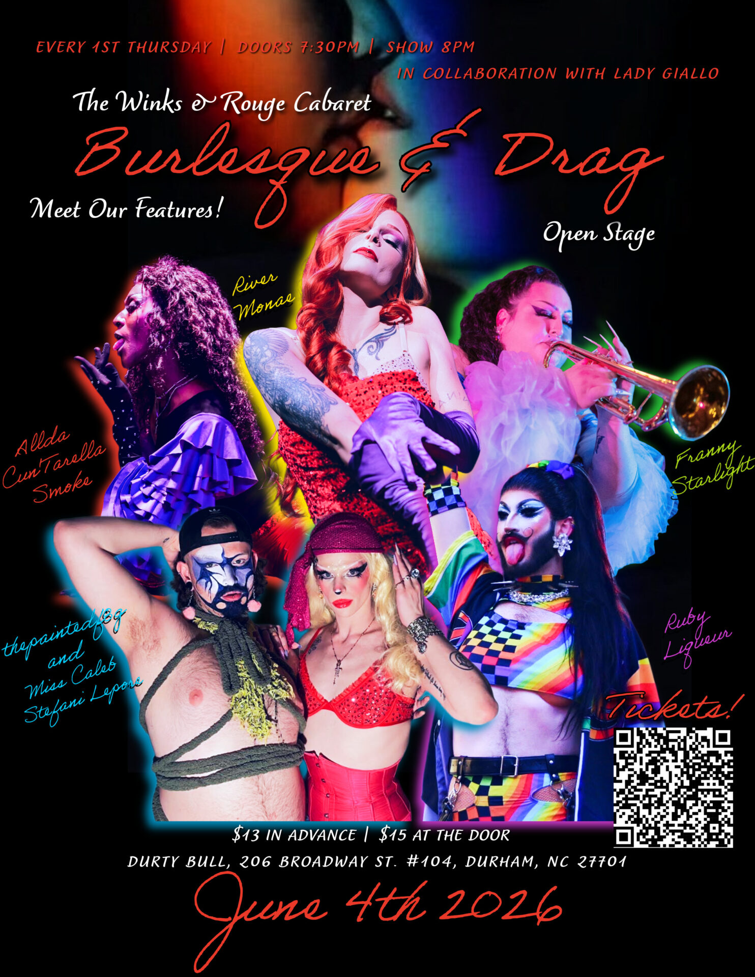 The Winks & Rouge Cabaret Burlesque and Drag Open Stage of Pride Month!
