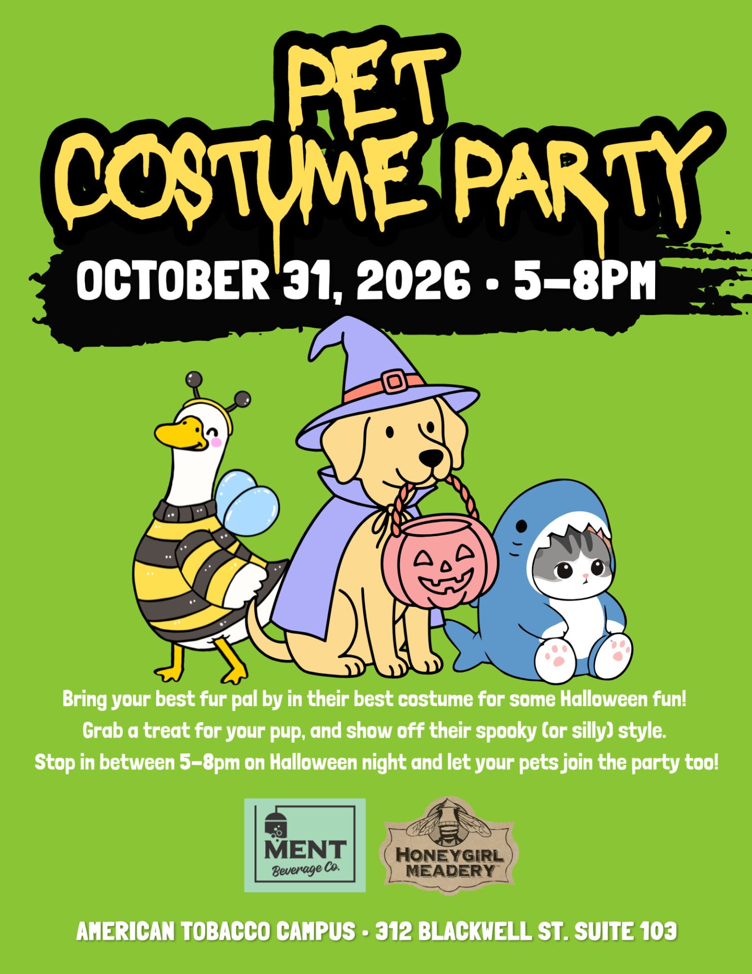 FREE Halloween Pet Costume Party! — Family fun in Ment Beverage Co. · Durham, NC