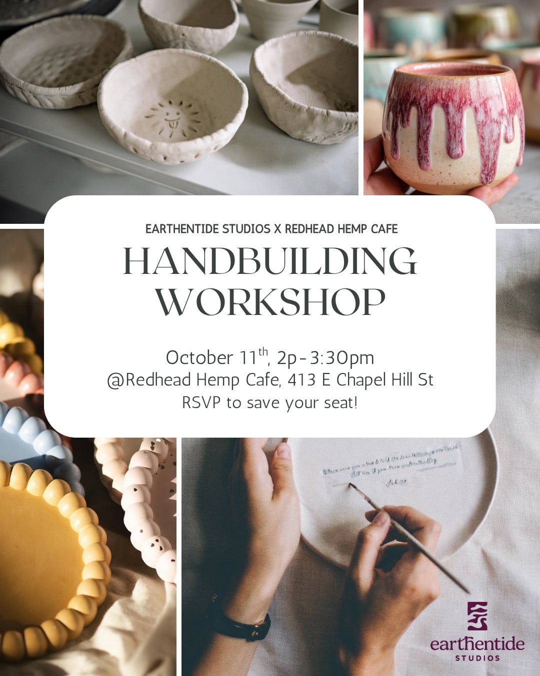 Hand-Built Dishes &amp; Ashtrays · Oct 11 — Arts & culture in Redhead Hemp · Durham